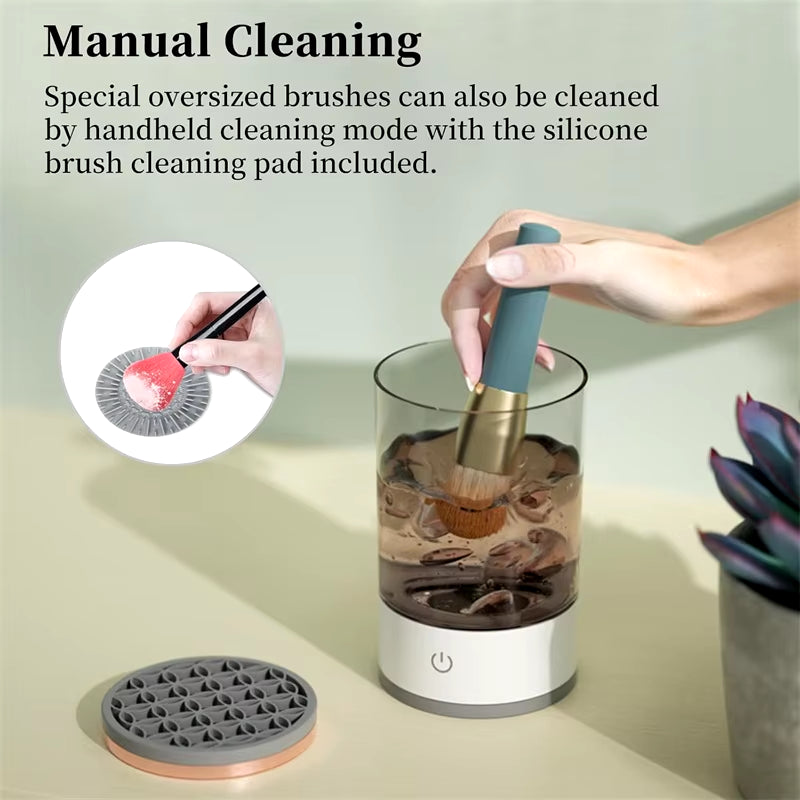 USB Plug Electric Makeup Brush Cleaner Makeup Brush Cleaning Machine Automatic Cosmetic Brush Dryer and Cleaner with Cleaner Mat